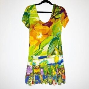 Jams World Floral Babydoll Dress Women's Short Sleeve Size XS